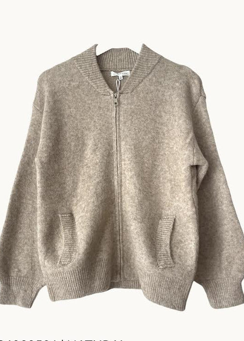 Zip up bomber jacket on white background