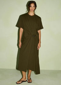 Tovae Draped Midi Tee Dress - Olive