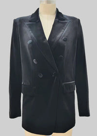 Sophie Moran Velvet Double Breasted Blazer – Black