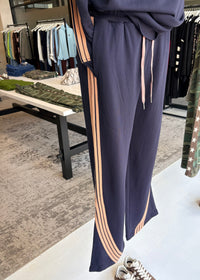 Sophie Moran Wide Leg Track Pant - Navy & Mocha