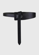 Black belt with a knot on a light grey background