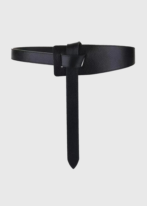 Black belt with a knot on a light grey background