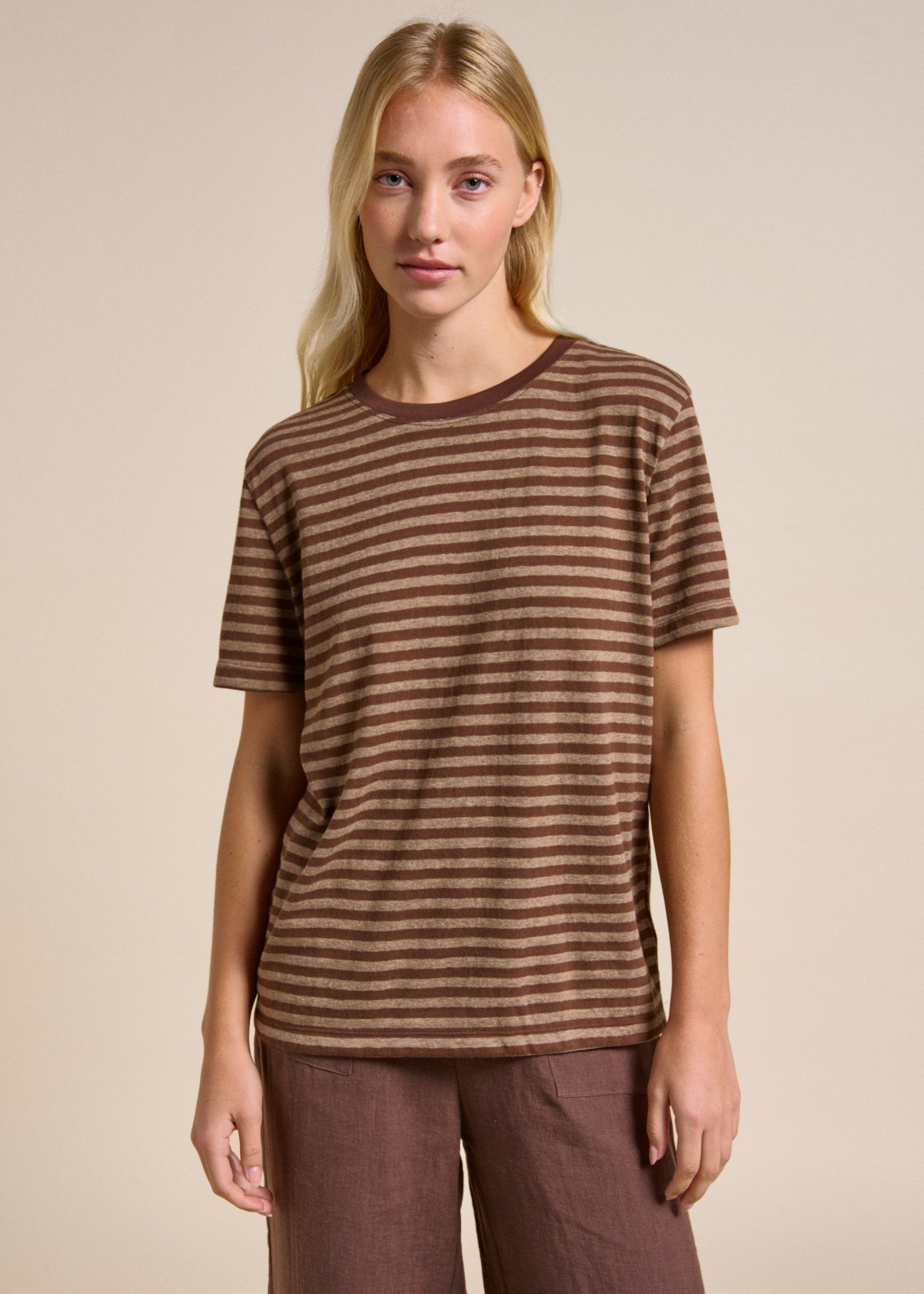 Lola Stripe Tee Chocolate