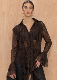 Lilly Lace Shirt Chocolate