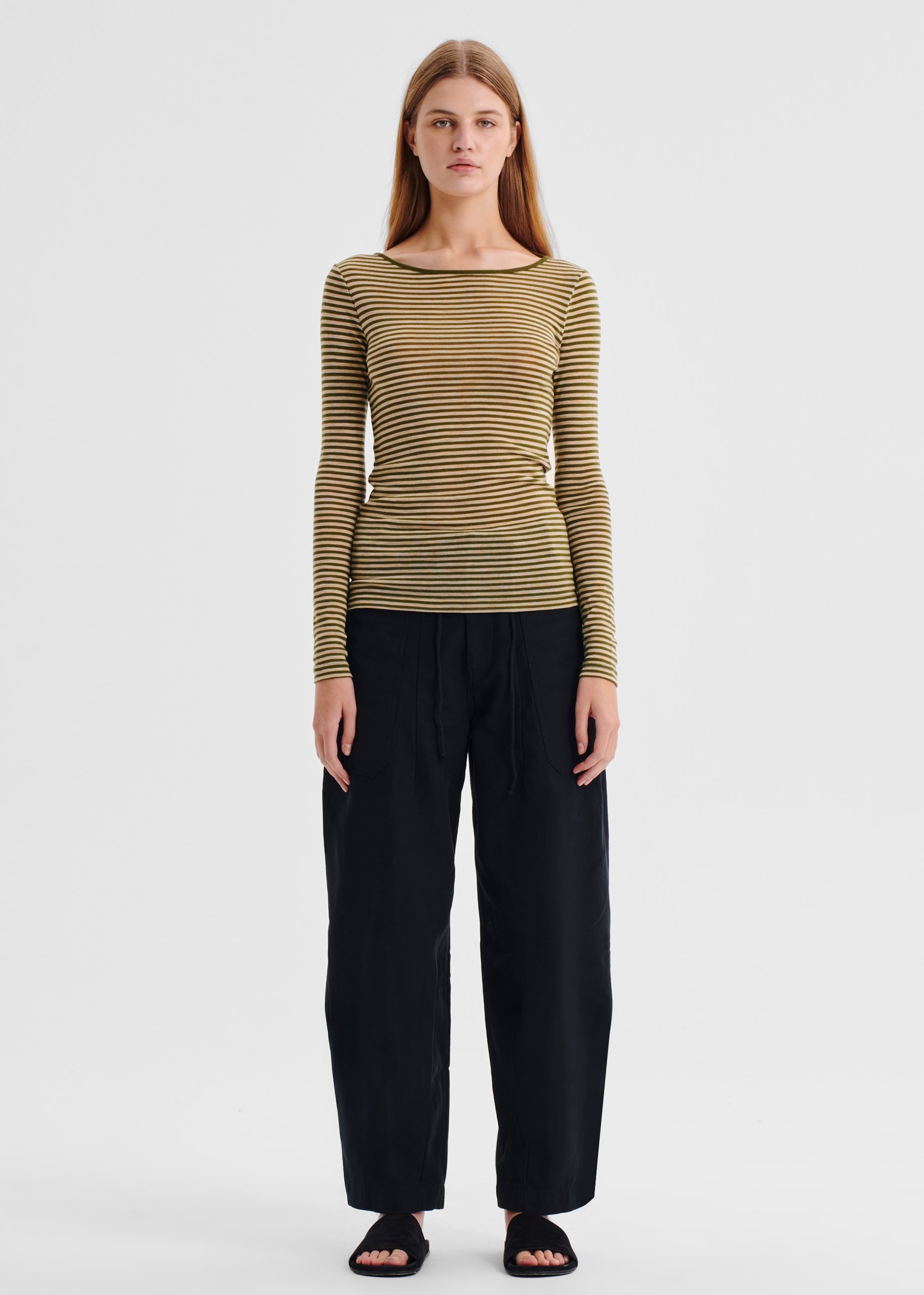 Morri Merino Stripe Round Neck Avo Birch