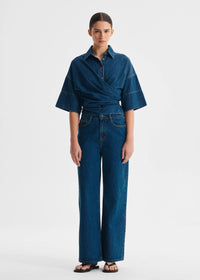 Tatum Denim Wrap Shirt Blue