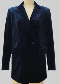 Sophie Moran Velvet Double Breasted Blazer - Navy