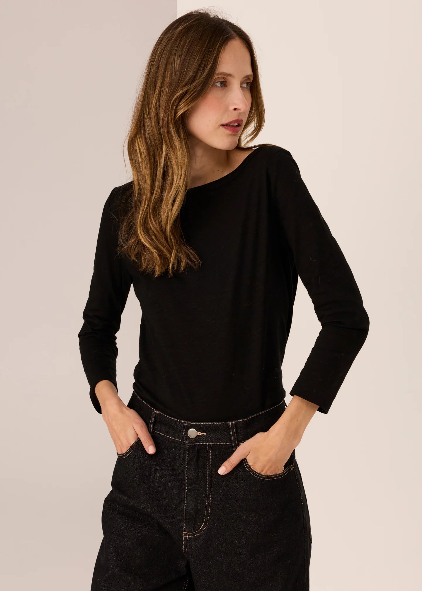 Silas Boat Neck Tee Black