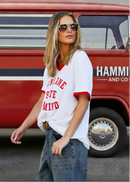 V-Neck Ringer Tee White/Red