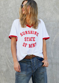 V-Neck Ringer Tee White/Red