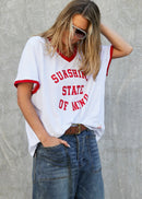 V-Neck Ringer Tee White/Red