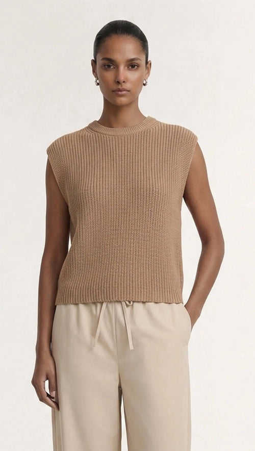 Ellis Knit Tank Top - Taupe