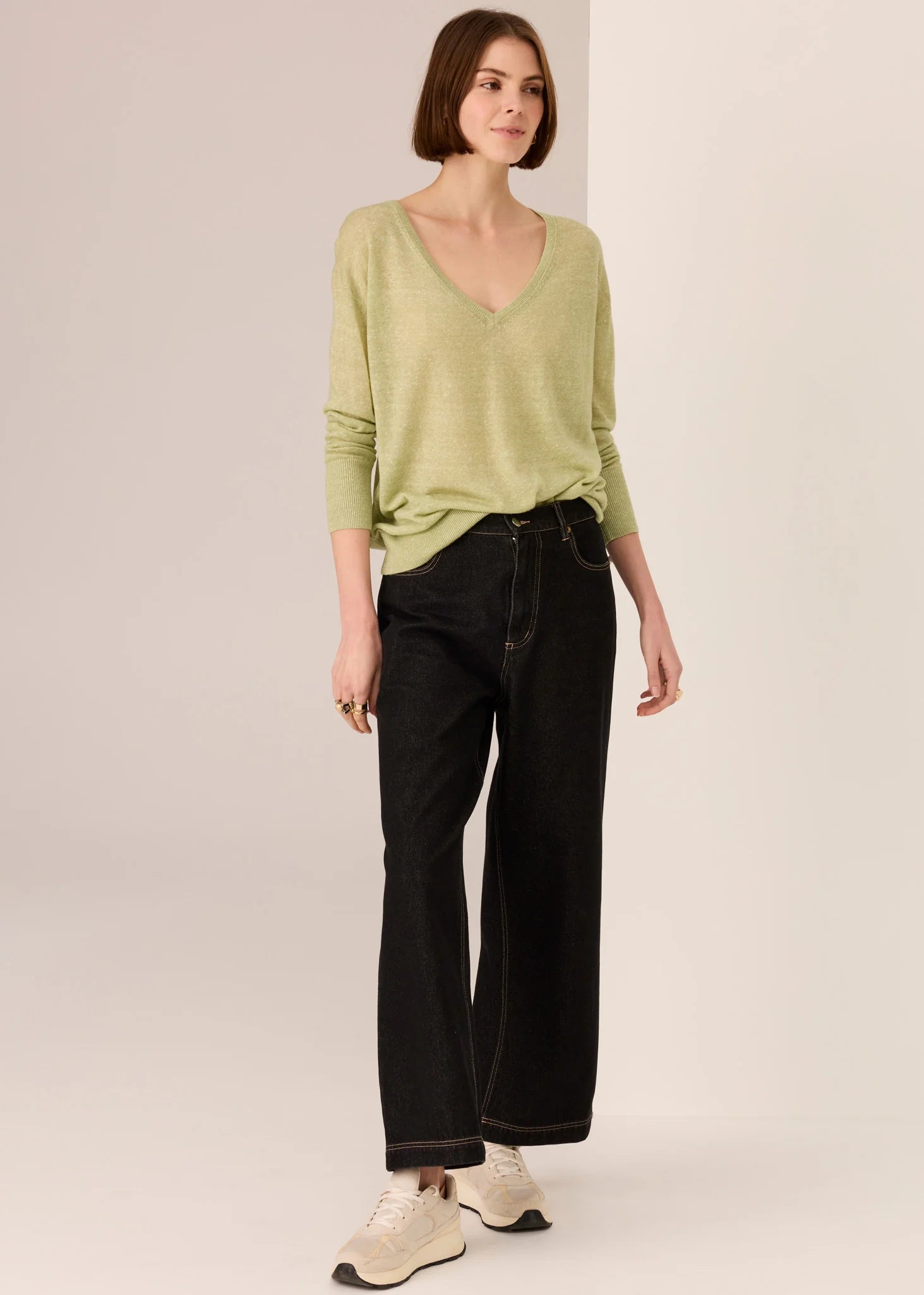 Vaun V-Neck Knit Top Pistachio
