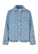 Quilted denim jacket on a white background