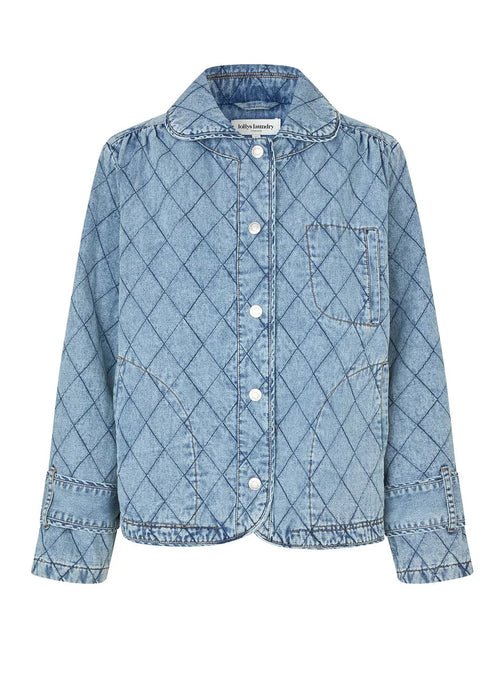 Quilted denim jacket on a white background