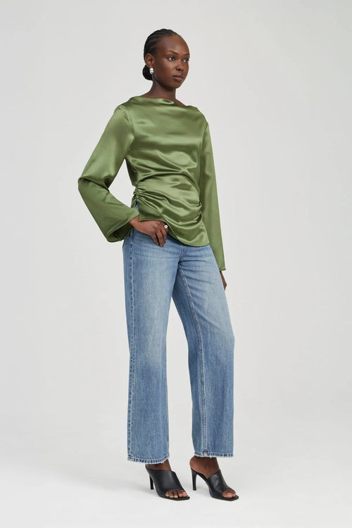 Anchored Wide Neck Top - Olive
