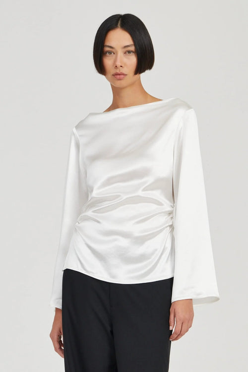 Anchored Wide Neck Top - White