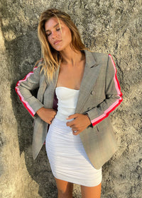 Grey Check Blazer Pink Stripe