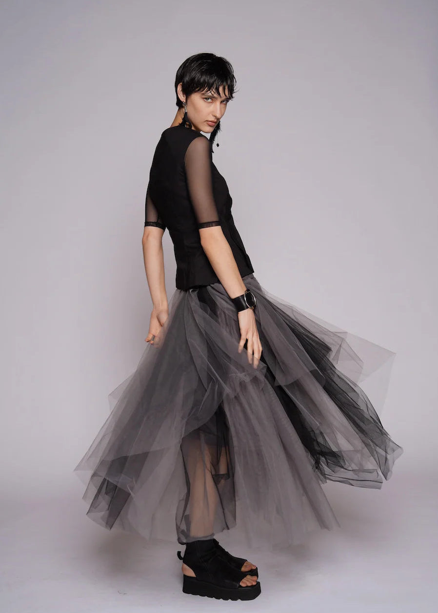 Axis Tulle Skirt - Black/Smoke Grey