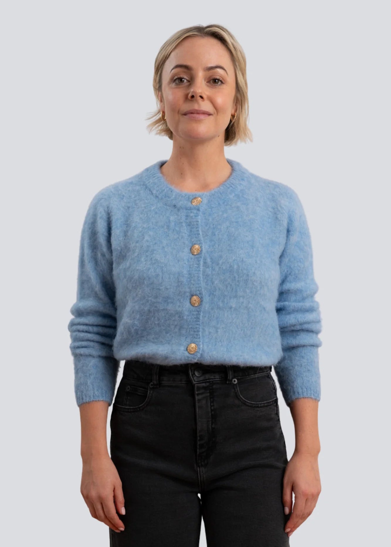 Blue Brushed Cardigan