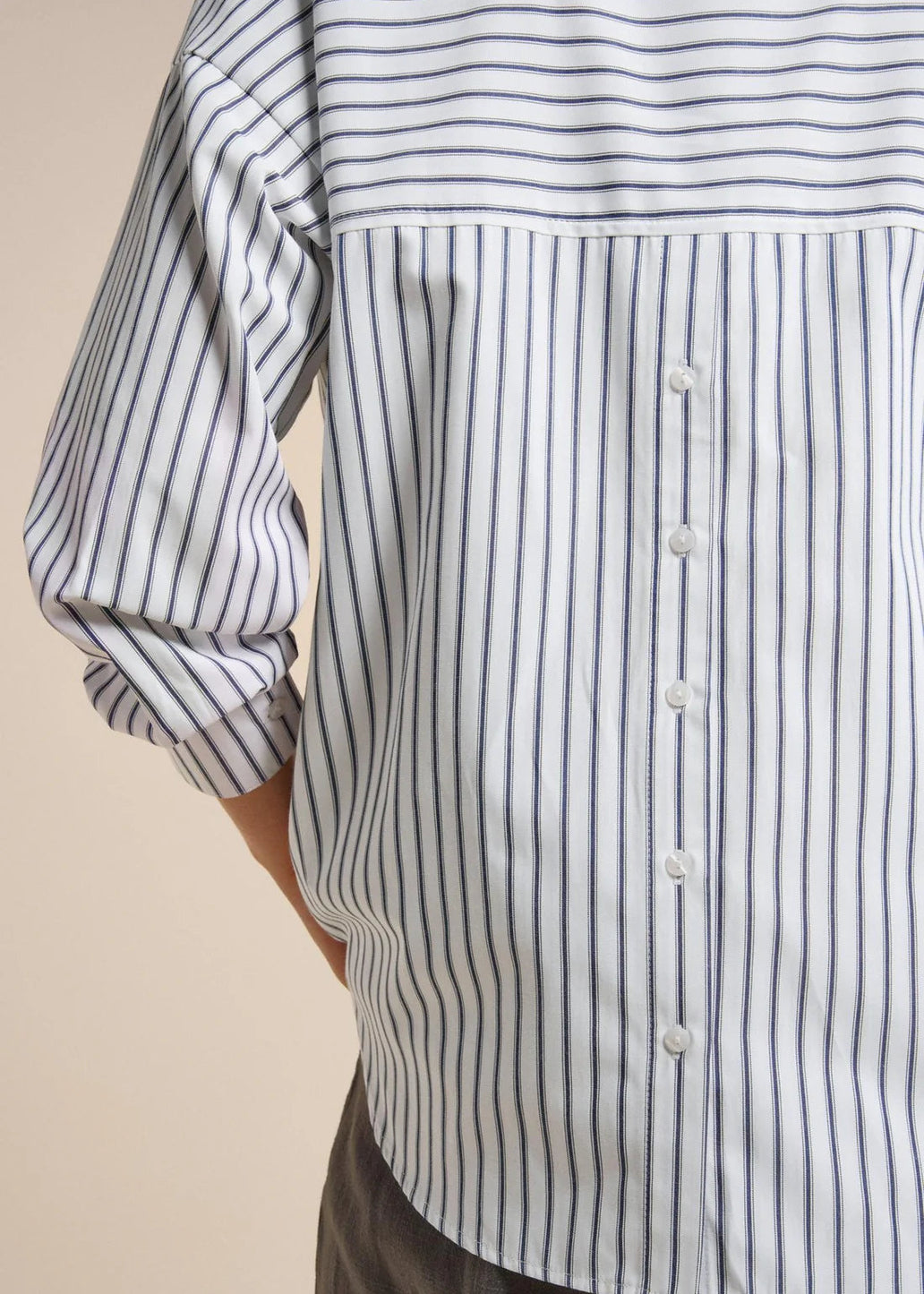 Little Lies Button Back Shirt - Navy Stripe