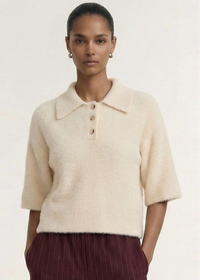 Staple The Label Celine Polo Knit Top - Beige