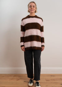 Chocolate/Pink Brushed Oversized Pullover