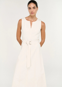 Roselle Belted Midi Dress - Cream