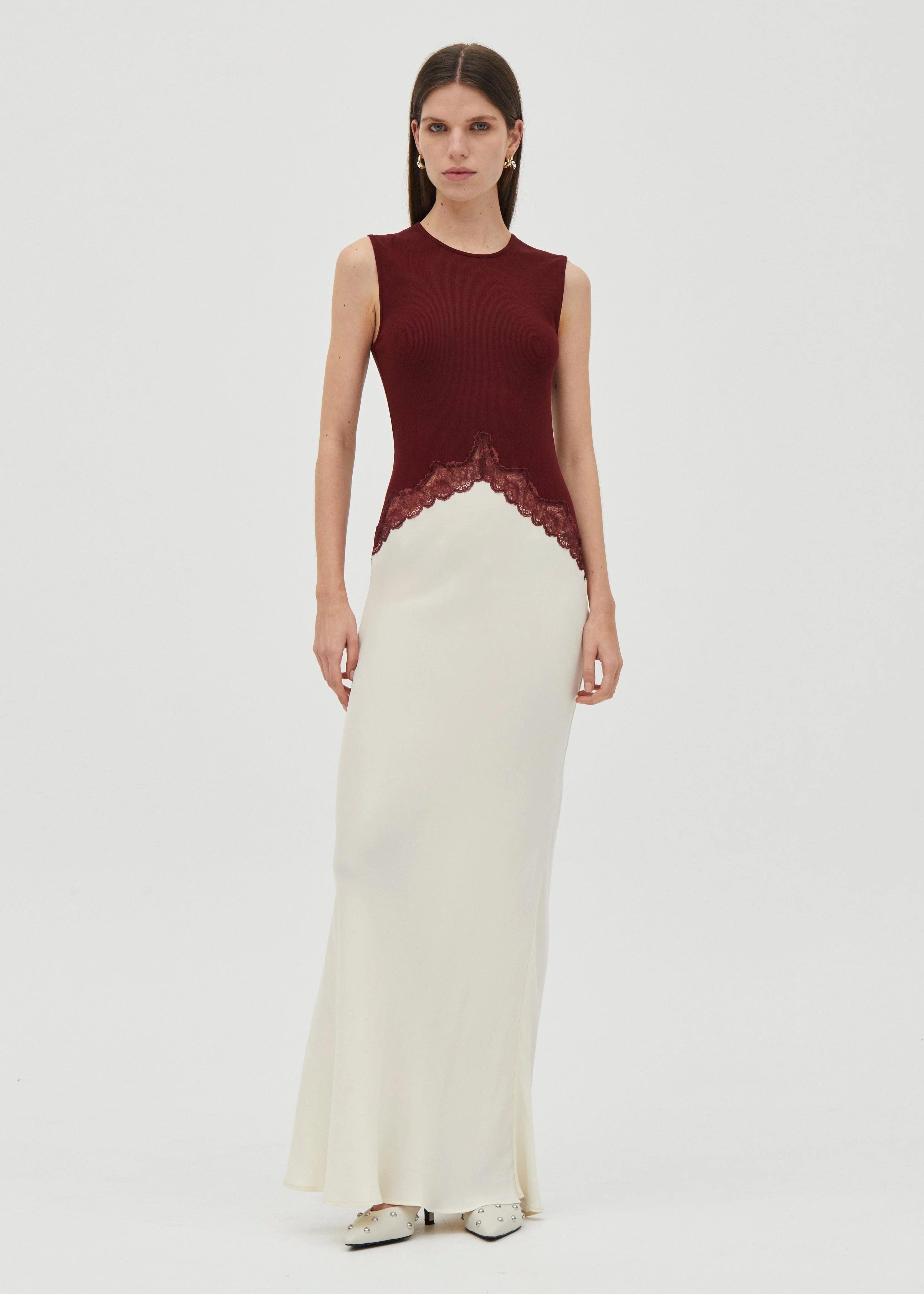 Echo Contrast Tank Dress Crimson