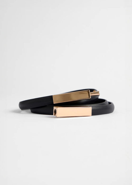 Black belt with rose gold clasp
