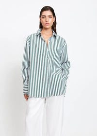 Florence Shirt Green and White Stripe
