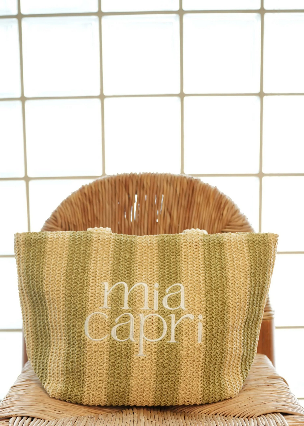 Mia Capri Vacay Tote - Sage Green/Pale Pink/Light Blue
