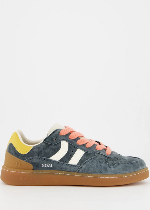 Sneaker with multicolour design on a white background