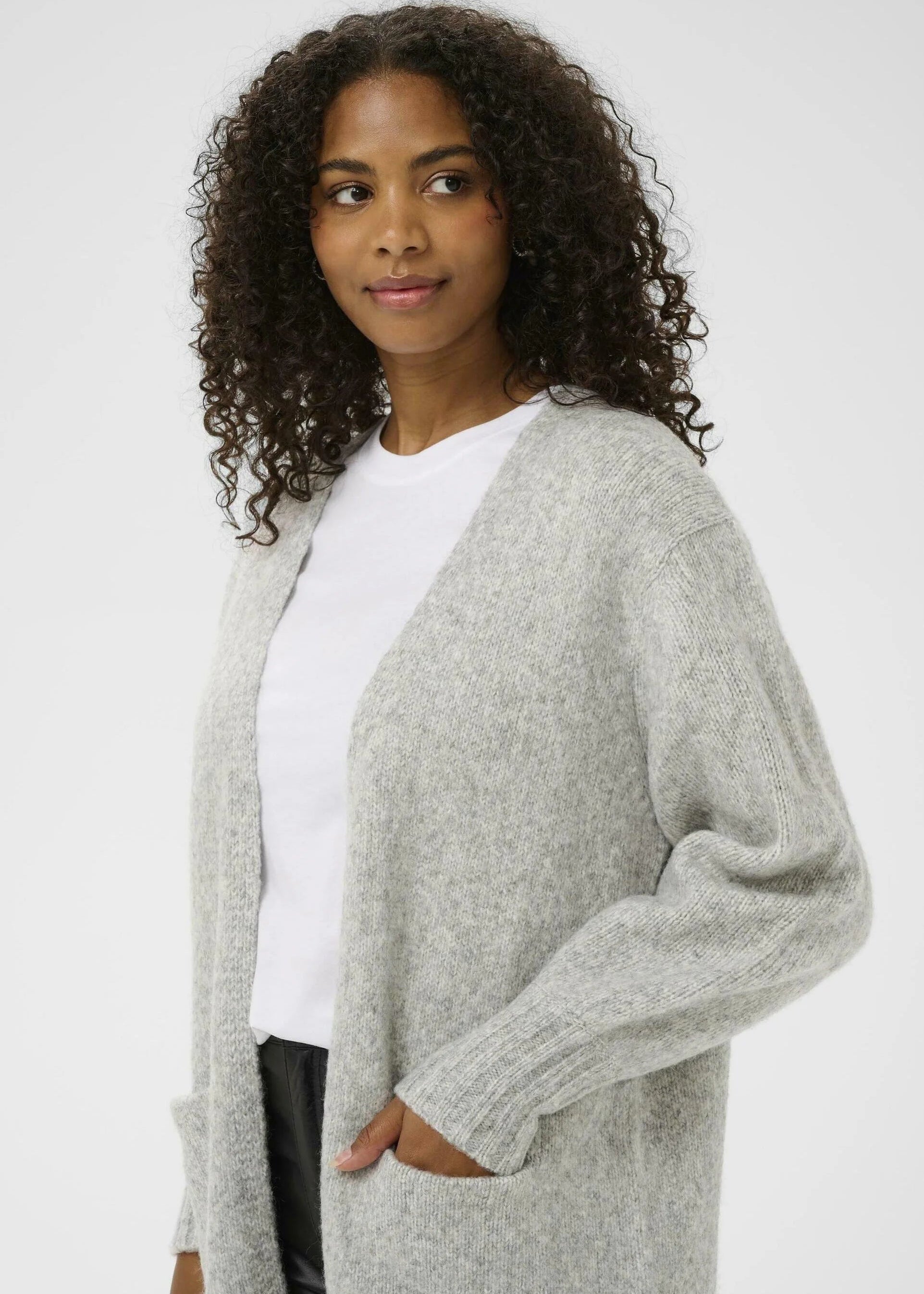 Kaffe KAlianne Knit Cardigan Grey Melange