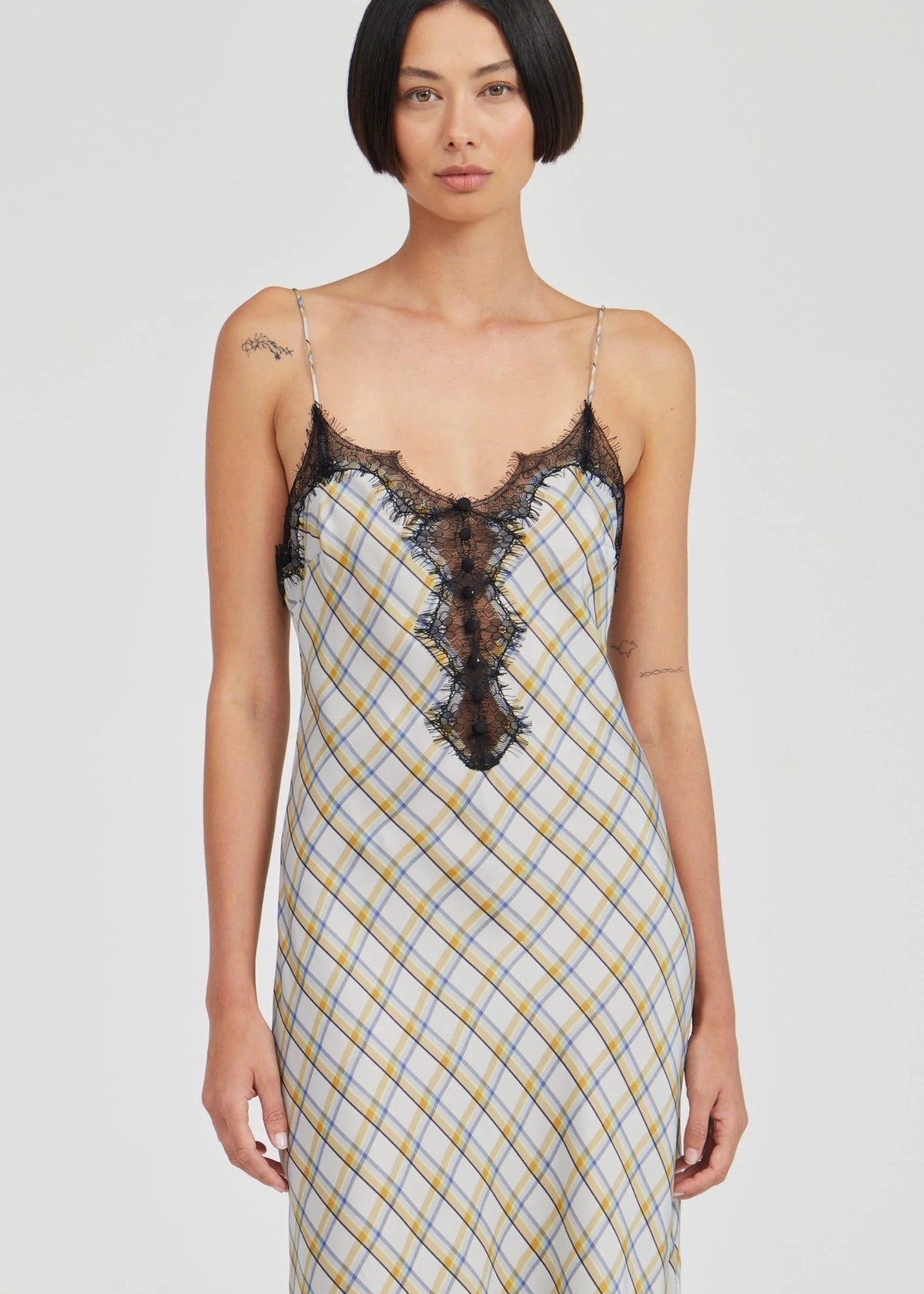 Kept Close Bias Slip Dress - Check