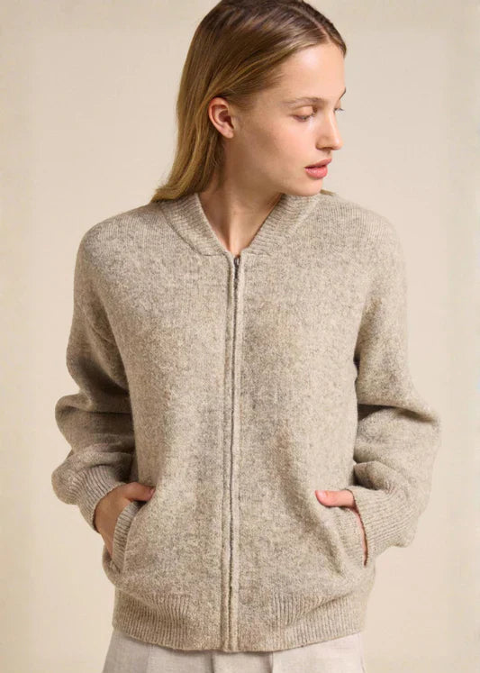 Knitted Bomber Jacket - Natural