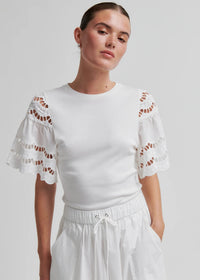 Lawra Detail Sleeve T-Shirt - White