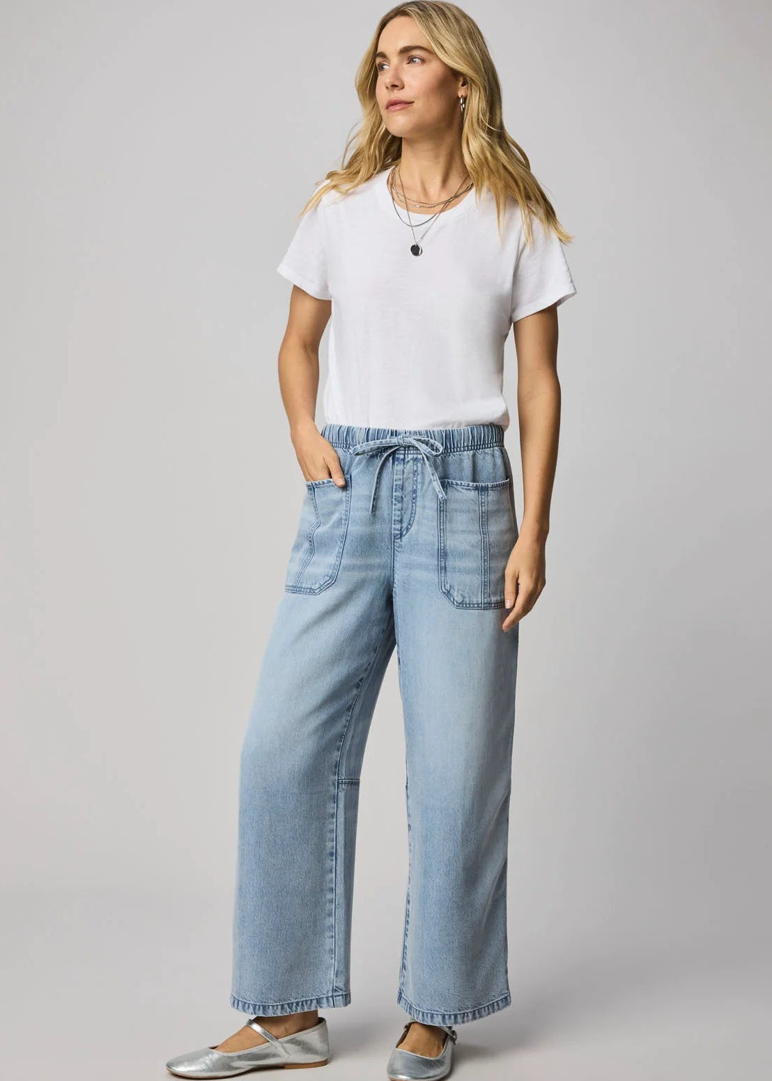 Lounge Denim Straight Pant - Med Wash