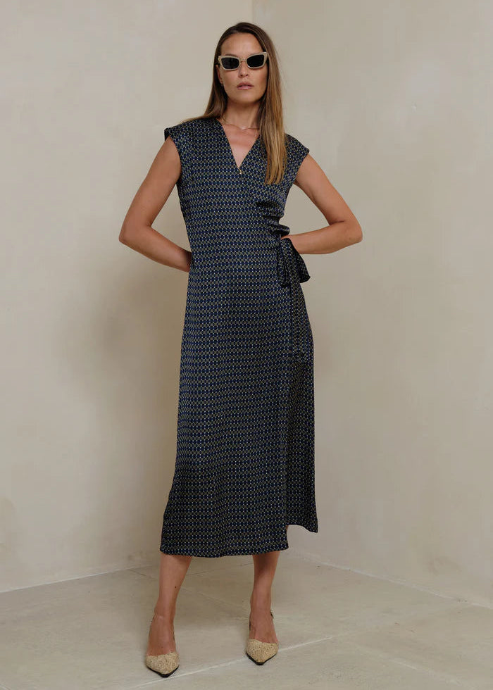 Lumen Wrap Dress Retro Print