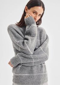 Marcelle Stripe Knit Pullover - Charcoal
