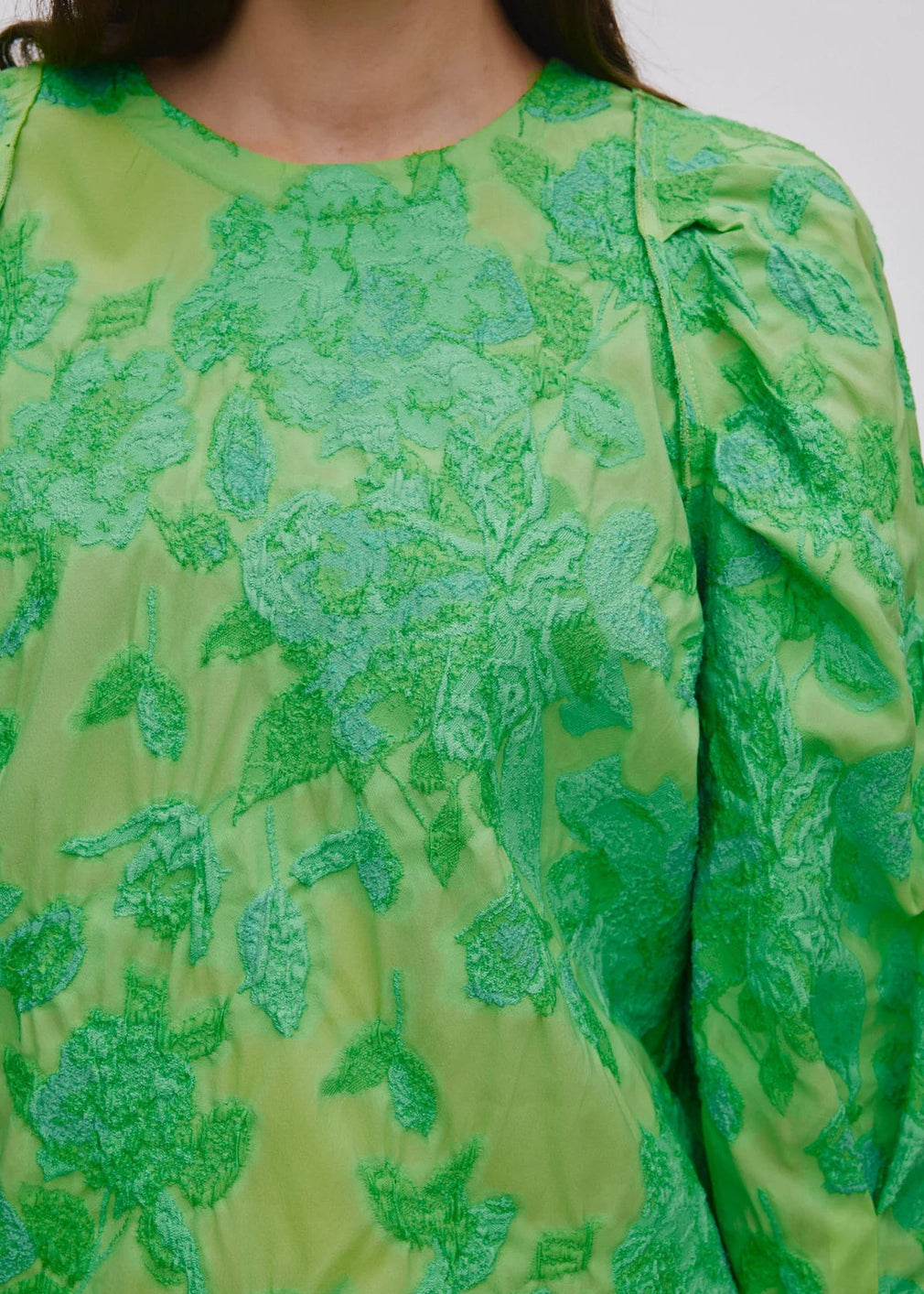 Peyton Clipped Jacquard Blouse - Viper Green