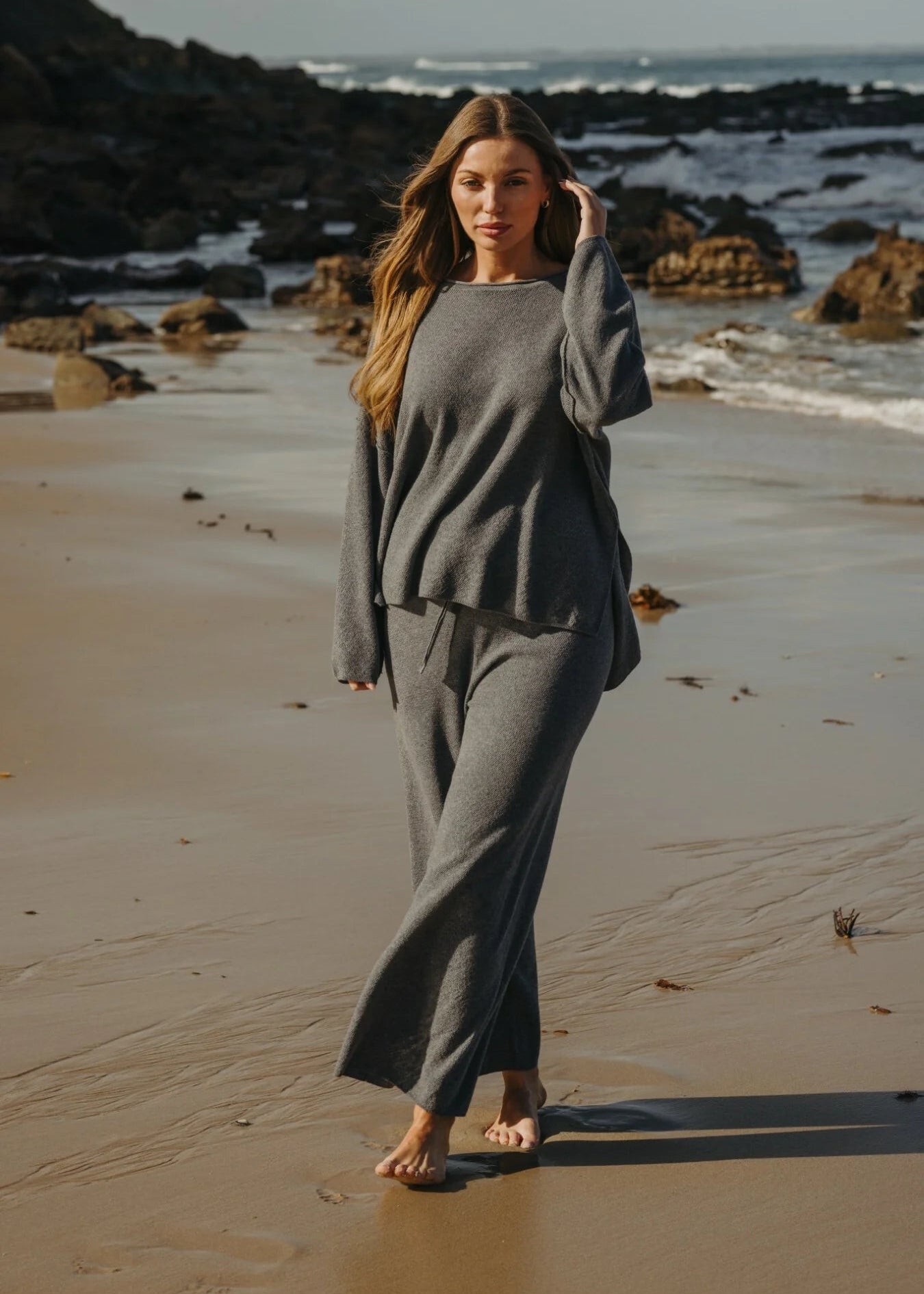 Winter Retreat Merino Cotton Pullover Ash