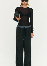 Rowan Relaxed Pant - Black & White Pinstripe