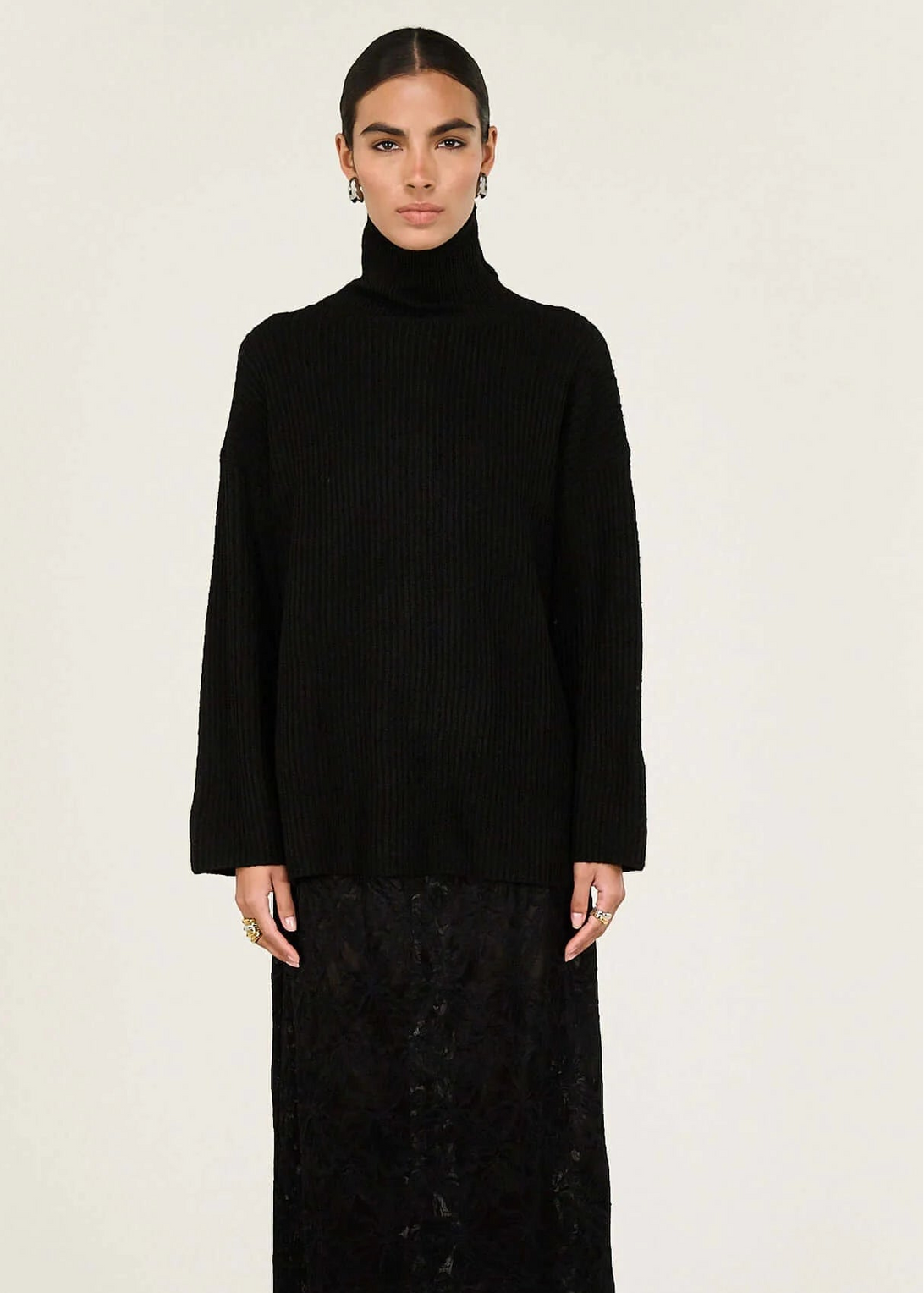 Sabine Roll Neck Jumper Black