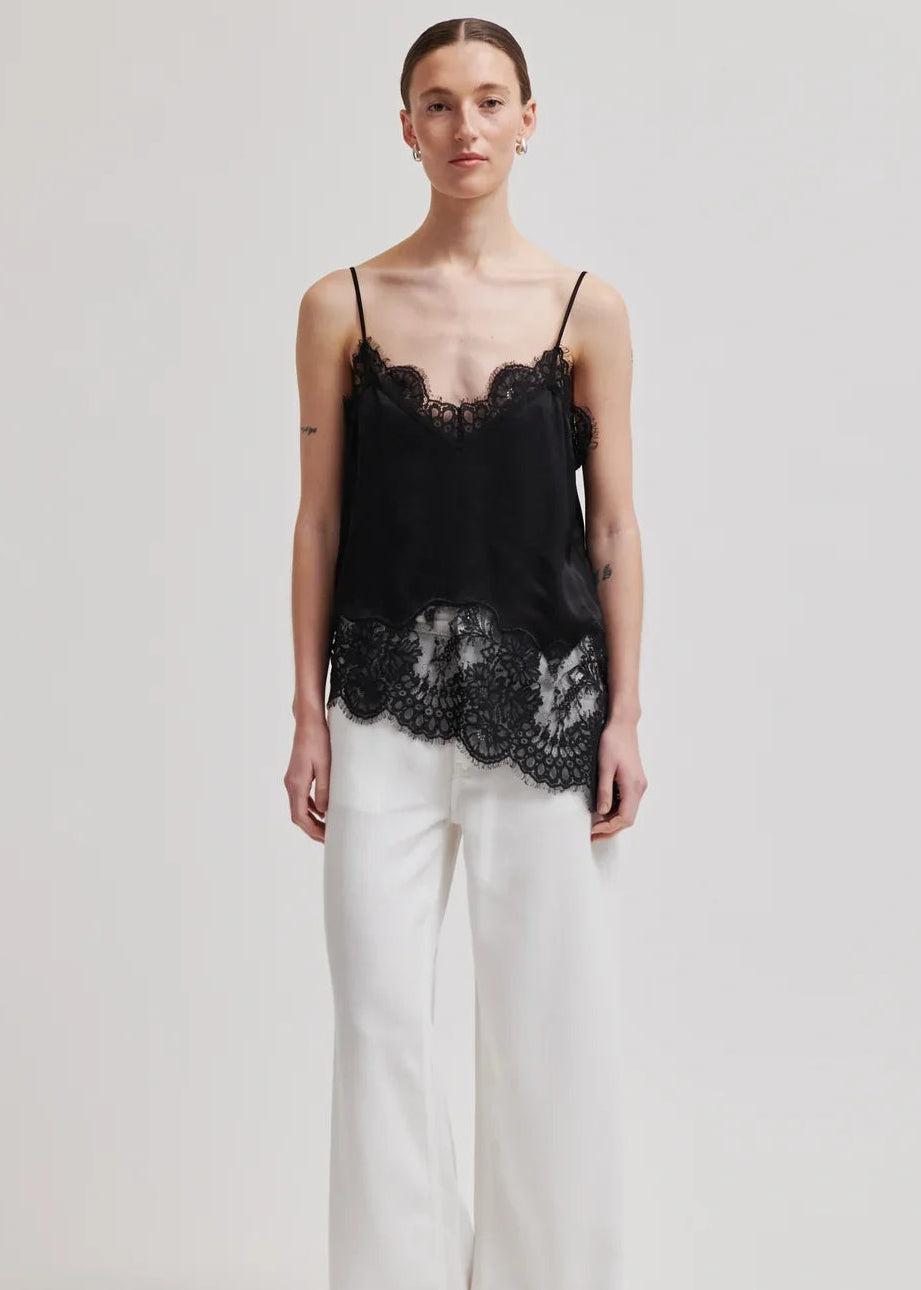 Wilina Lace Hem Camisole - Black