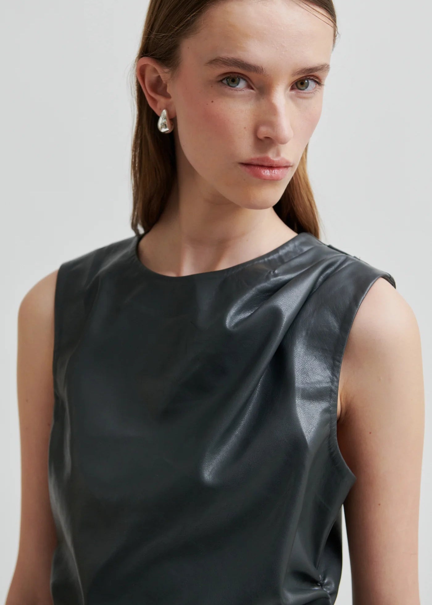 Seerie Faux Leather Top