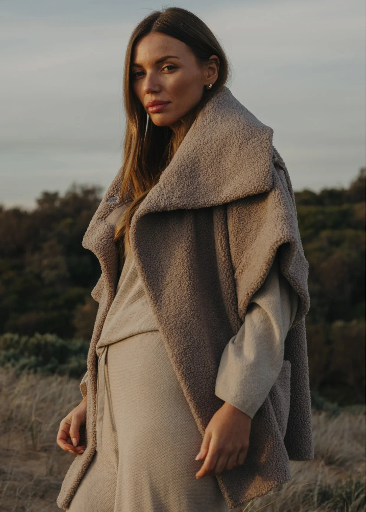 Sherpa Cuddle Coat Putty