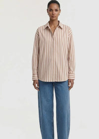 Solace Oversized Shirt - Tan/Ivory Stripe