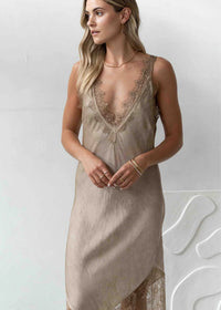 Solange Slip Dress - Sand/Beige