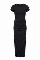 Syros Ruched Side Maxi Dress - Black